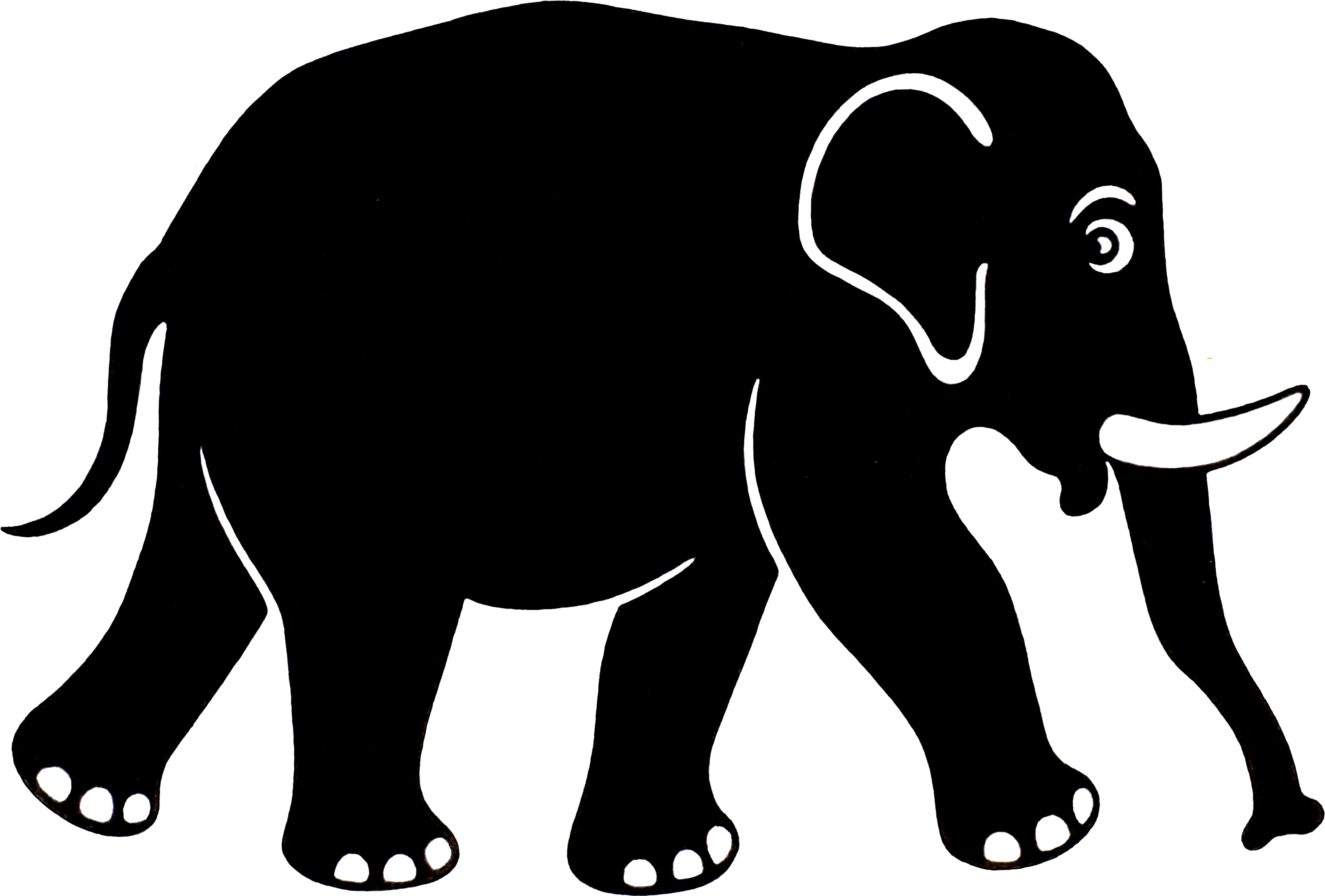Step By Step How To Draw An Elephant Head - Black And White Elephant Png (3307x2269), Png Download
