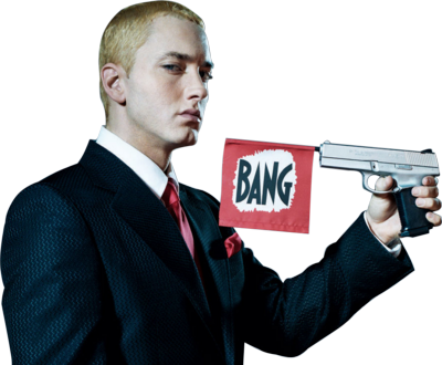 Is Eminem Rawcus Clip Black And White - Eminem With A Gun (400x330), Png Download