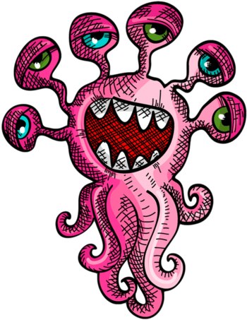 Tentacle Monster Nail Art Decals - Cartoon Monster (450x480), Png Download