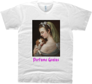 Woman Holding Dog T-shirt - Perfume Genius Shirt (380x325), Png Download