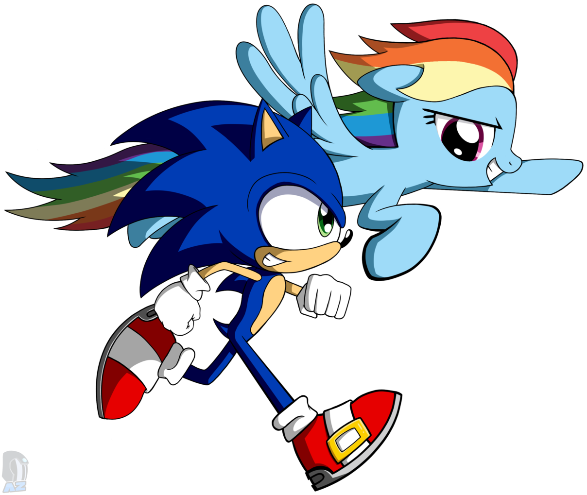 Az Derped Unicorn, Crossover, Rainbow Dash, Safe, Sonic - Sonic The Hedgehog (1219x1024), Png Download