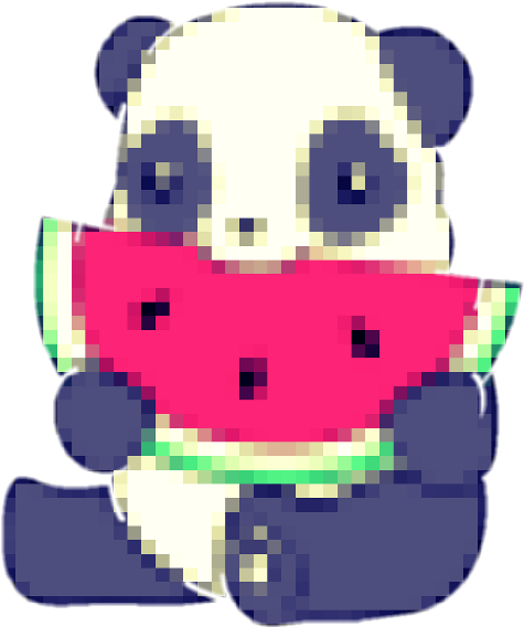 Cartoon Panda Eating Watermelon (480x860), Png Download