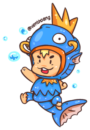 Blue Magikarp Kid / Magrimp - Magikarp (303x439), Png Download
