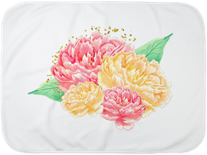 Watercolor Floral Peony Baby Blanket - Chic Floral Watercolor & Gold Journal (350x350), Png Download