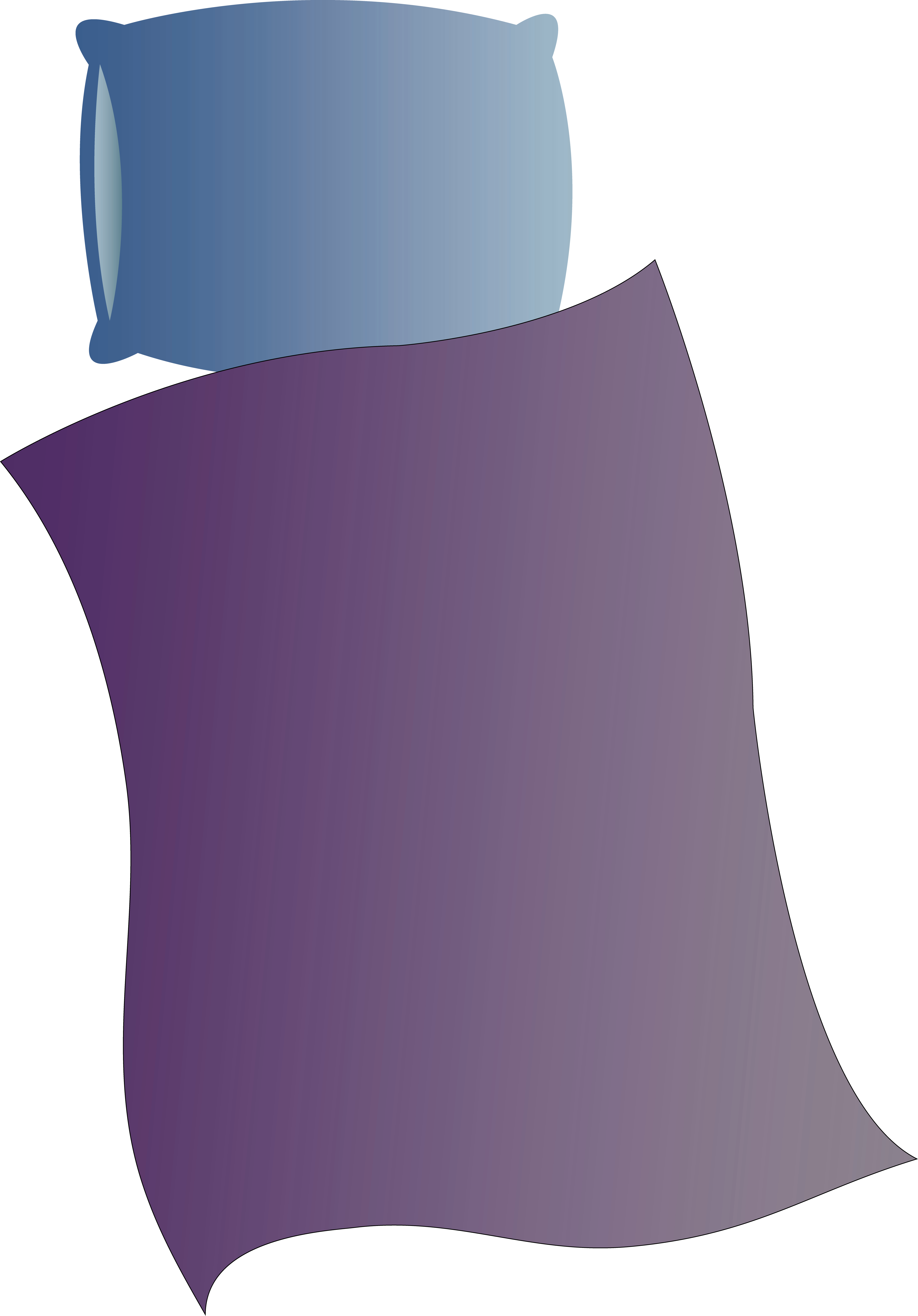 Blue Pillow With Purple Blanket Free Clip Art - Blanket And Pillow Clip Art (4932x7072), Png Download