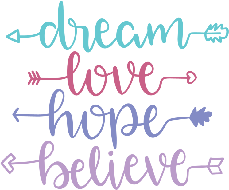 Pink Chalk Line Png - Dream Love Hope Believe (1000x1000), Png Download