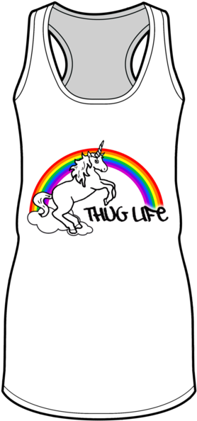Thug Life Rainbow Unicorn Racerback Tank Top - Top (600x600), Png Download