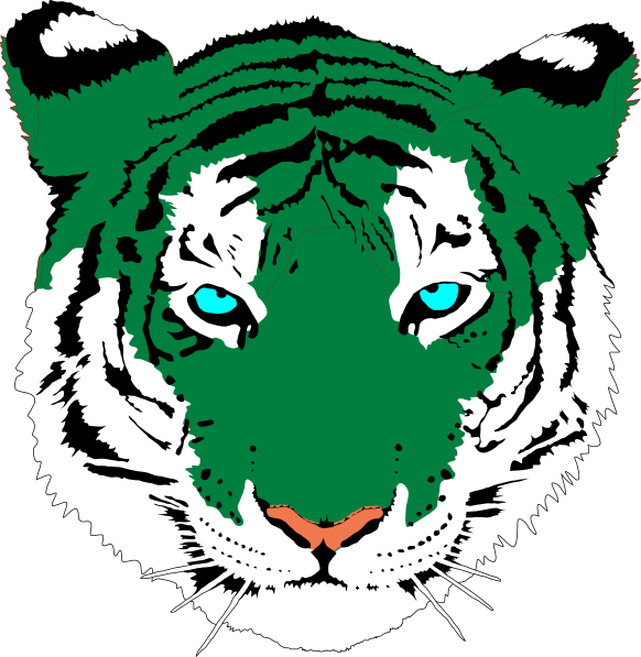 Bengal Tiger Clip Art At Clker - Green Tiger Transparent (582x597), Png Download
