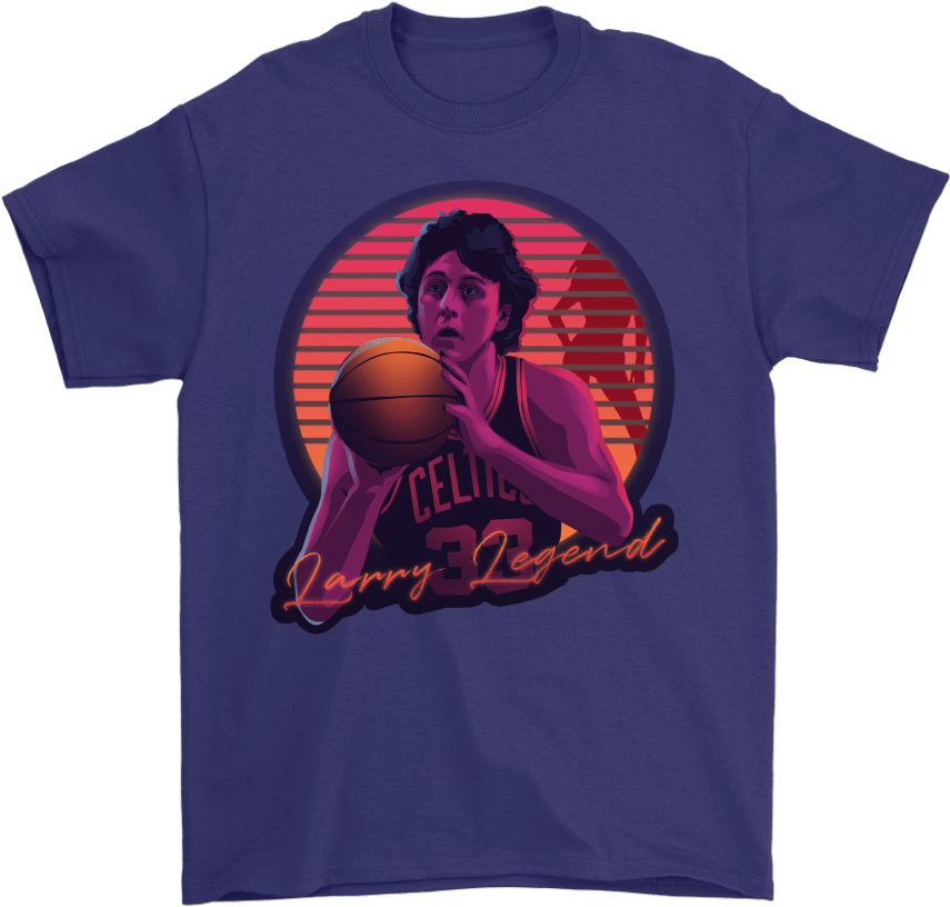 Gildan Mens T-shirt / Purple / S Retro Larry Bird Shirt - Shirt (1024x1024), Png Download