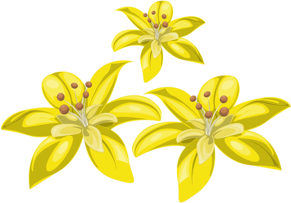 Three Yellow Flowers Png Image - Yellow Flowers Graphic Png (600x424), Png Download