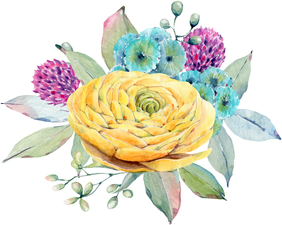 Hand Painted Yellow Flowers Floral Png Transparent - Flower (1024x804), Png Download