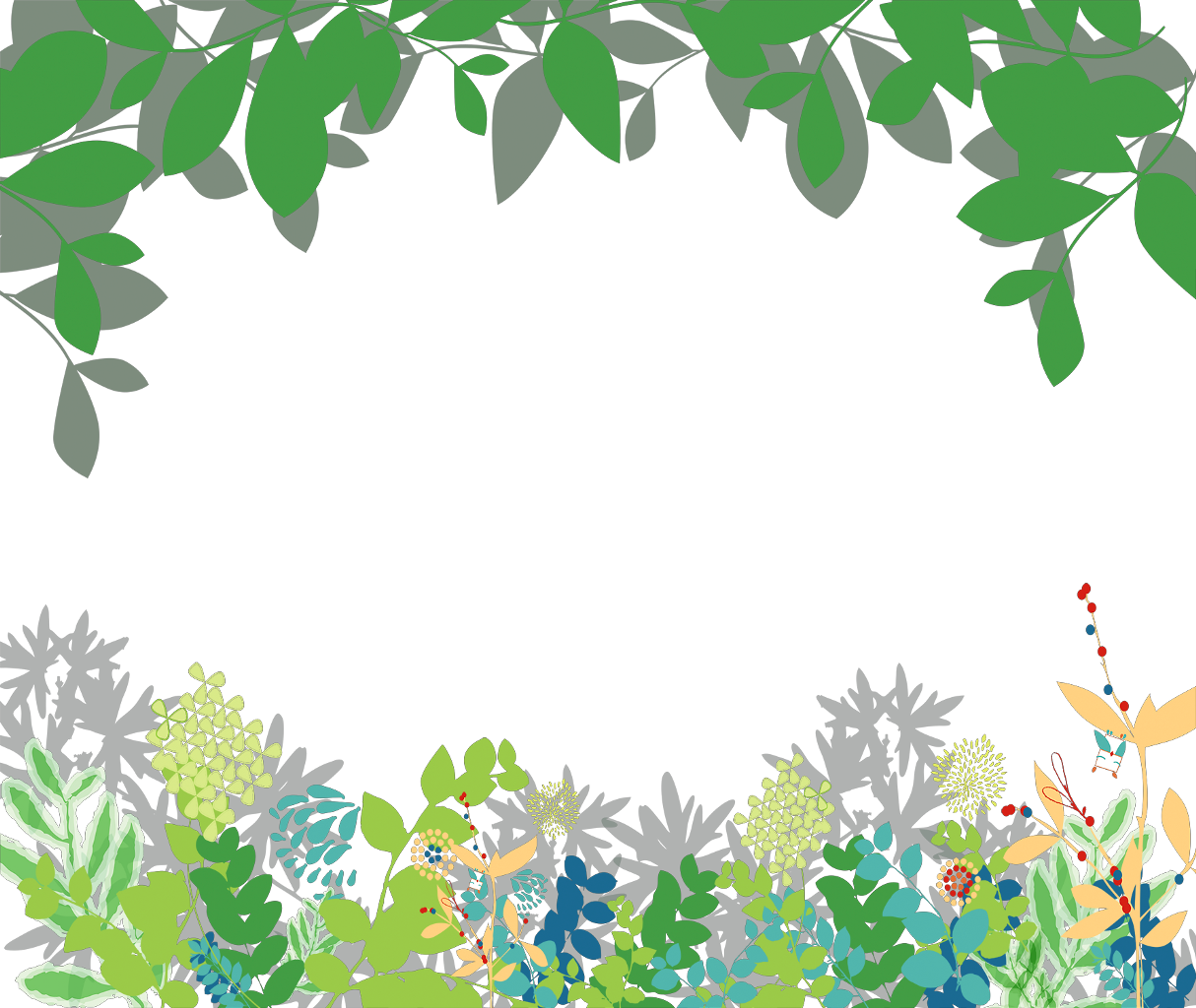 Ftestickers Watercolor Flowers Greenery - Green Floral Background Png (1214x1024), Png Download