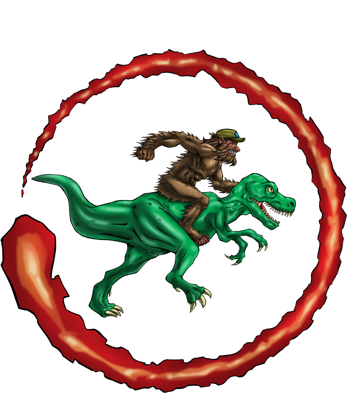 T Rex And Bigfoot (1500x1502), Png Download