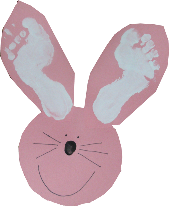 Bunny Ears Footprint Craft - Easter Crafts Preschool With Paper Plates (593x724), Png Download