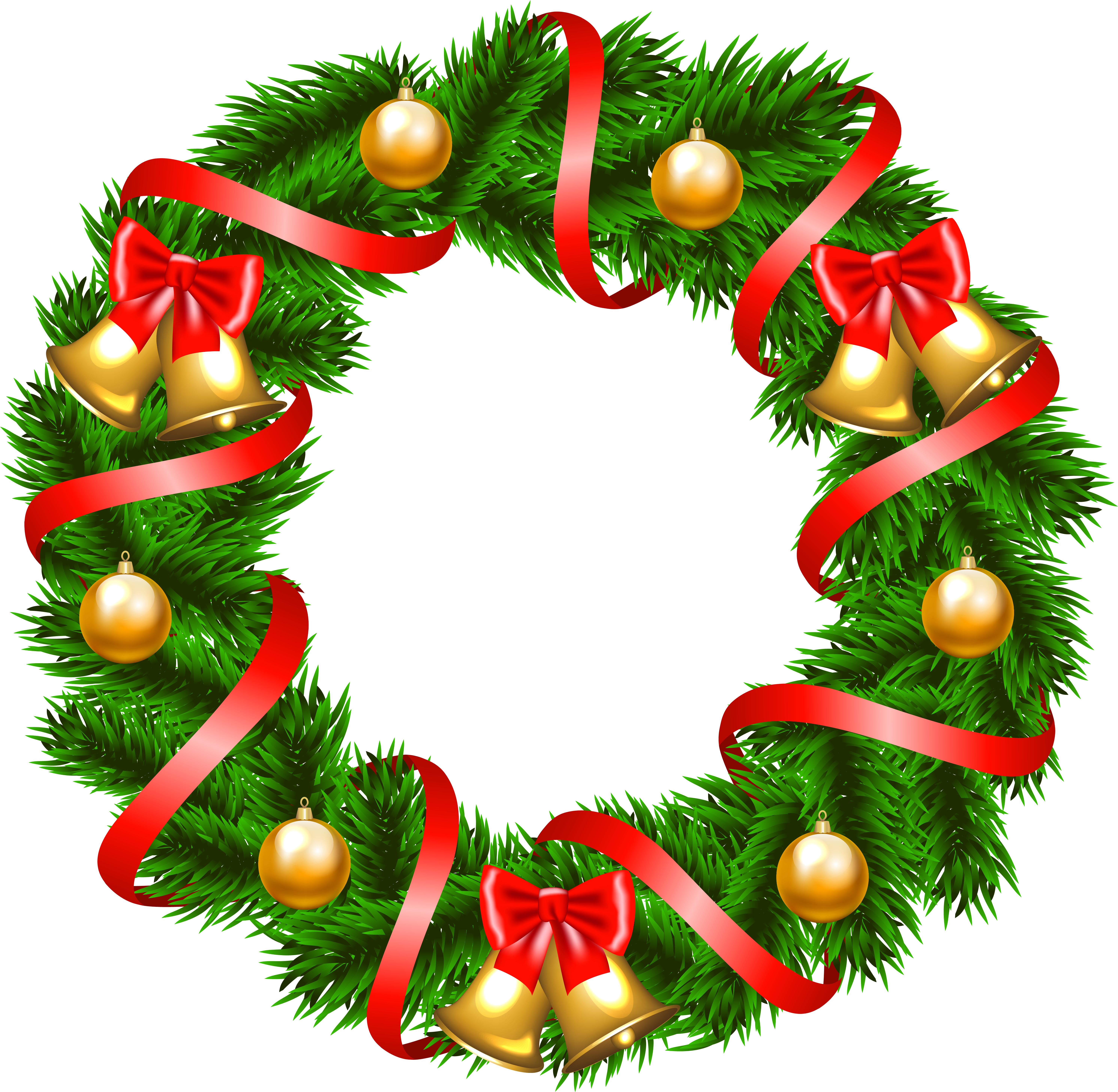 Decorative Christmas Wreath Png Clipart Image - Christmas Wreath Png Transparent (600x592), Png Download