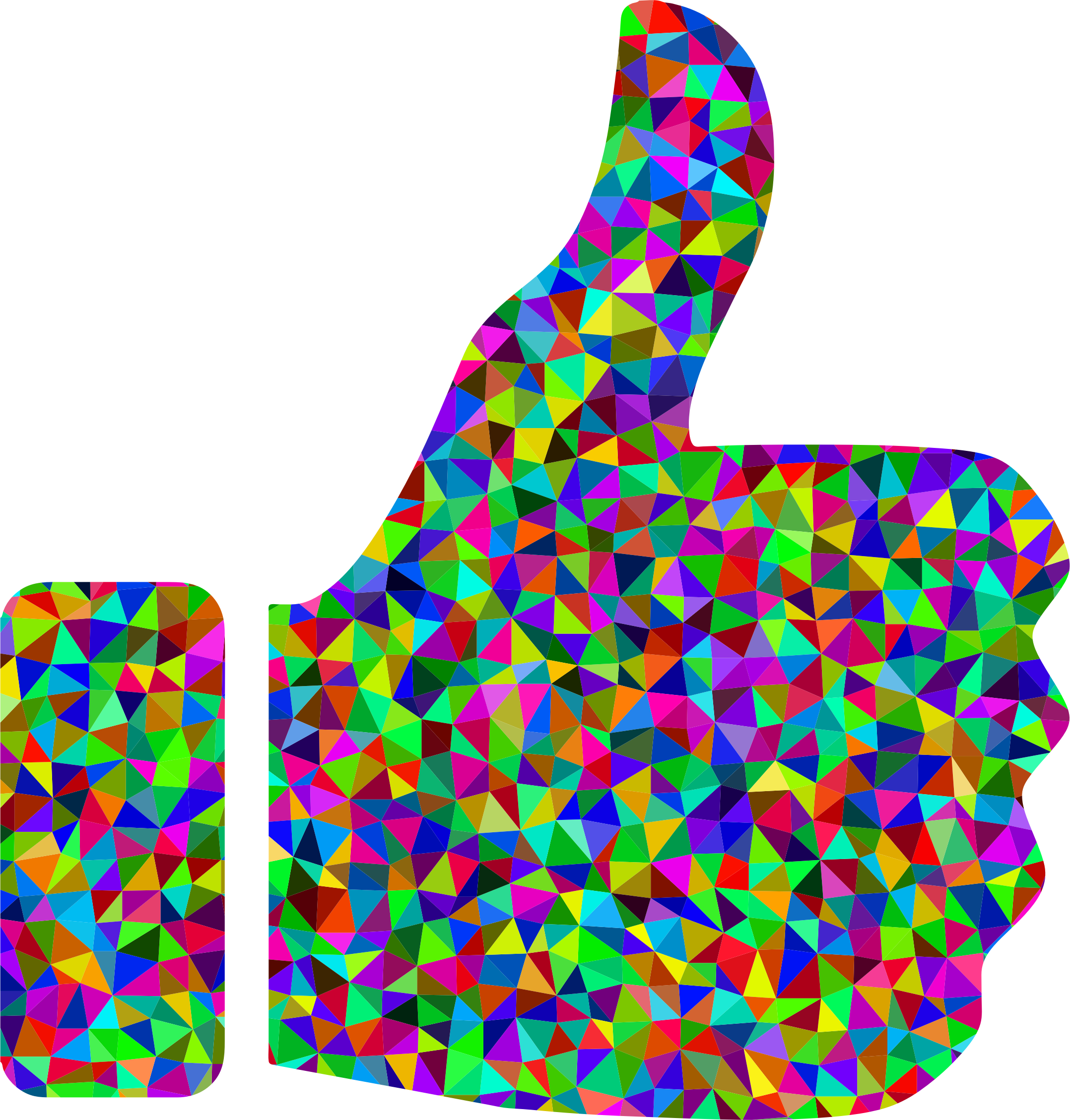 Prismatic Low Poly Thumbs Up - Rainbow Thumbs Up Emoji (2156x2258), Png Download