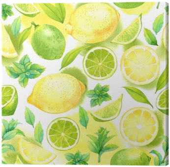 Seamless Pattern With Watercolor Lime, Lemon And Mint - Citrus Pattern By Achtung - Customized Wallpaper Patterns (400x400), Png Download