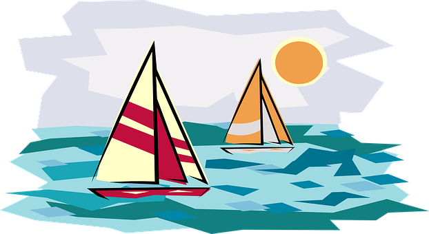 Holiday Sailboat Sunset Boating Sailing Va - Sailboat Clip Art (622x340), Png Download