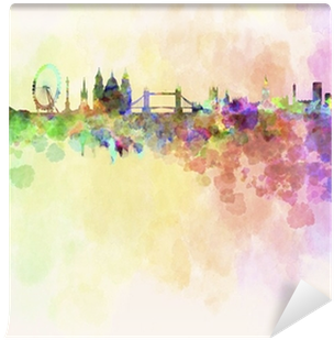 London Skyline In Watercolor Background Wall Mural - Watercolor London (400x400), Png Download