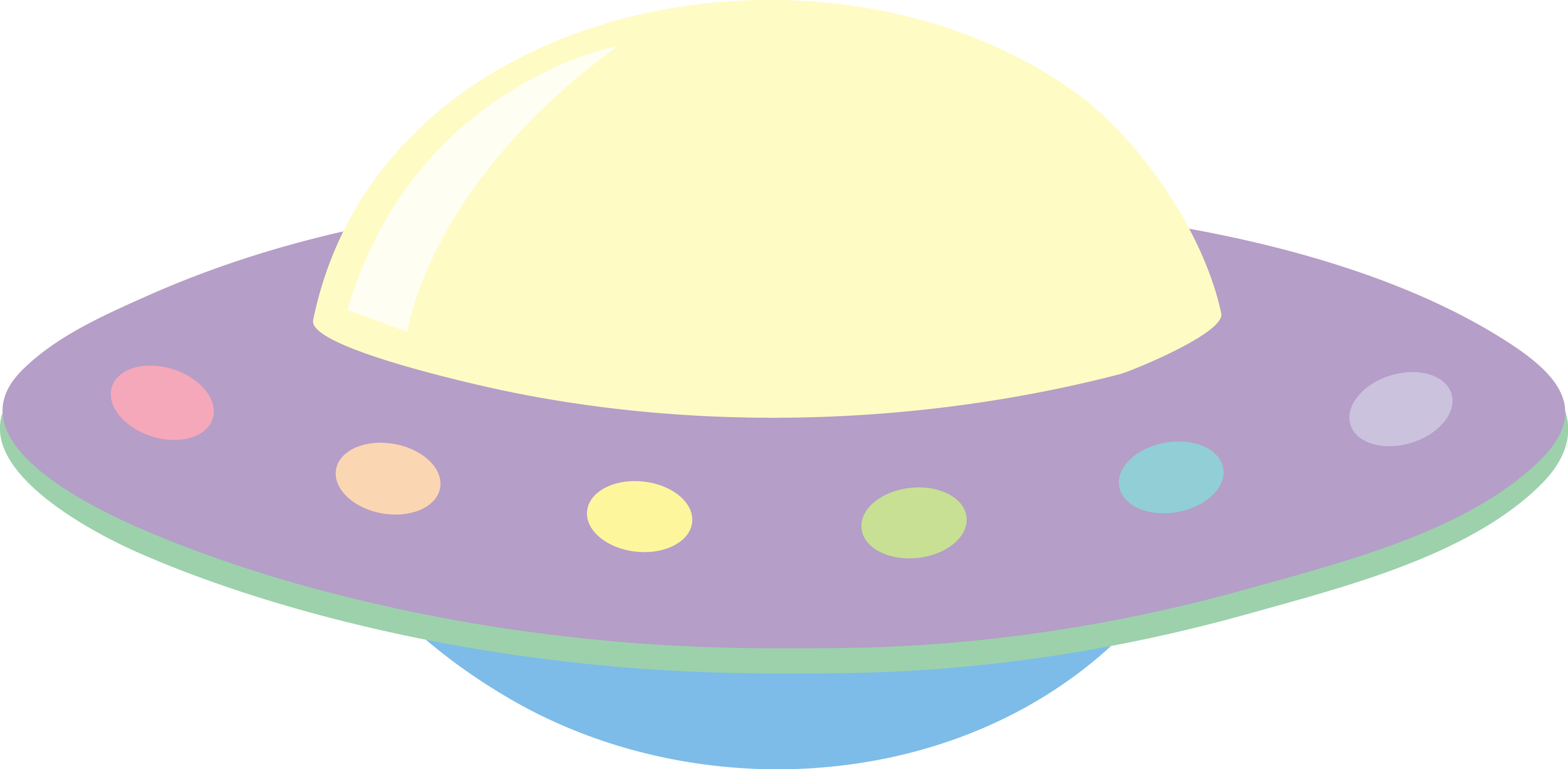 Pastel Colored Alien Ufo - Space Ship Clipart Png (3119x1530), Png Download