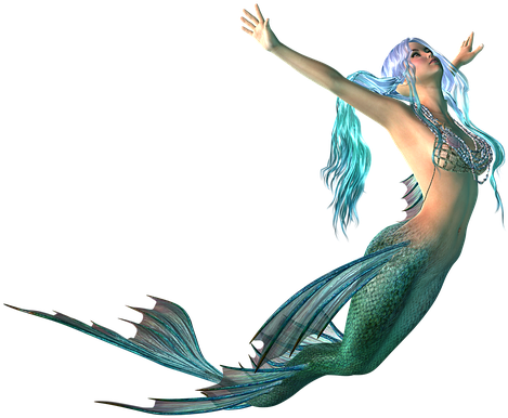 Mermaid, Png, Transparent Background, Fantasy, Blue - Mermaid Swimming Png (494x640), Png Download
