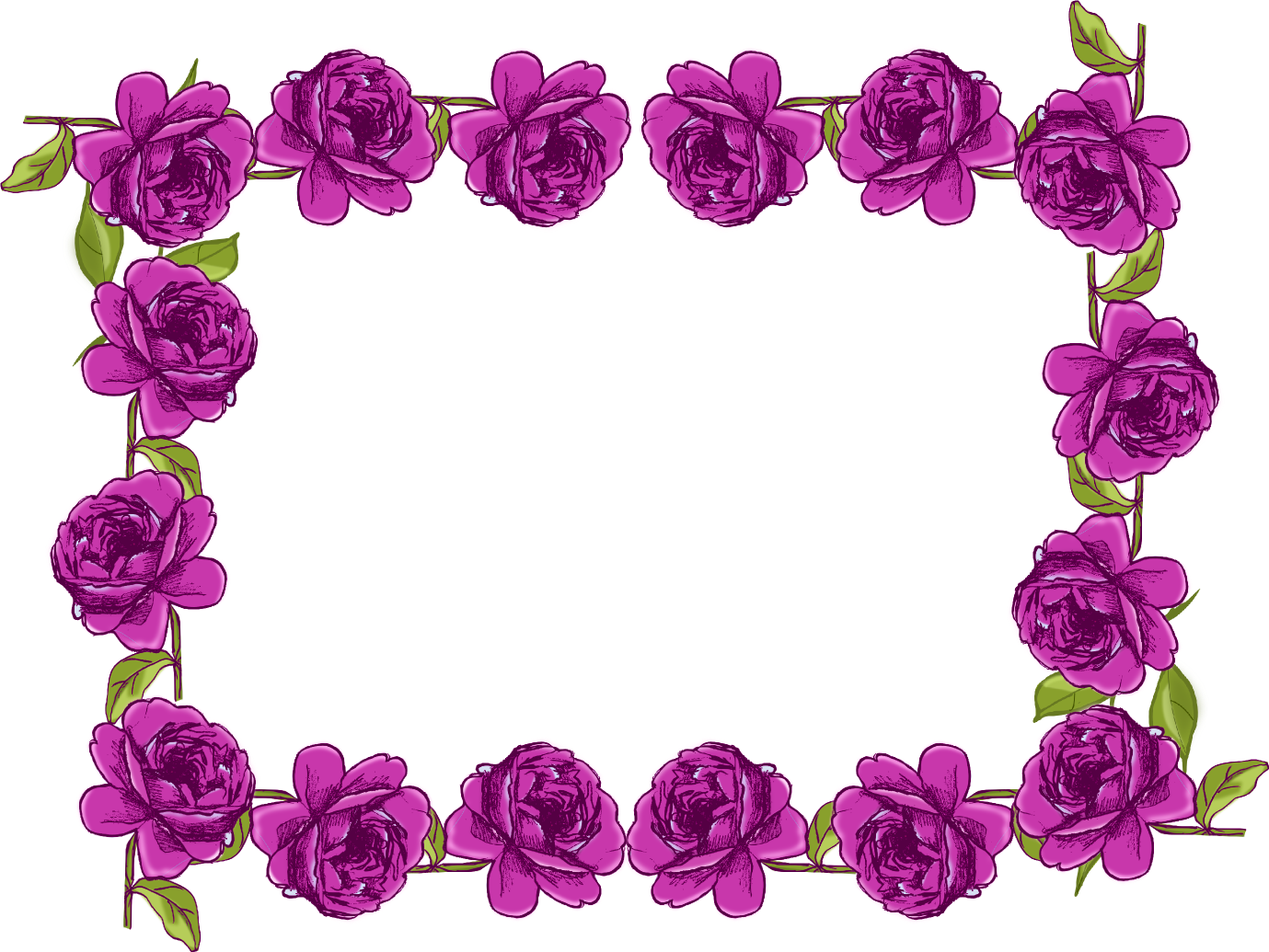 Purple Rose Clipart Vector - Purple Rose Frame Png (1024x769), Png Download