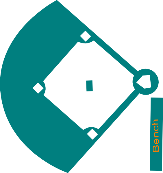 Baseball Field Blue Clip Art At Clker - Baseball Field Silhouette (564x598), Png Download