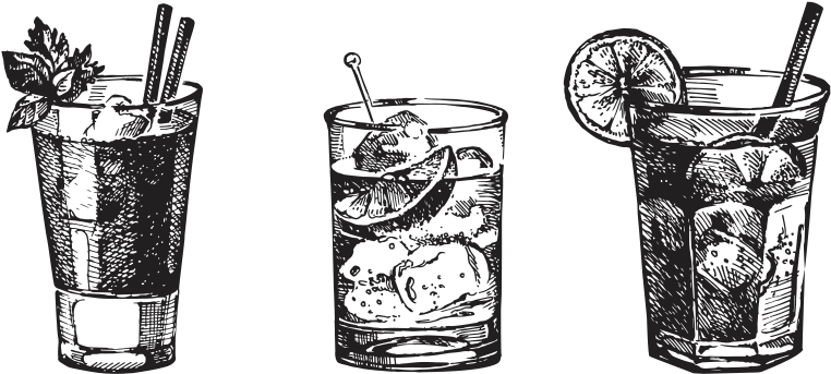 Our Tonics - Cocktail Sketch Png (813x391), Png Download