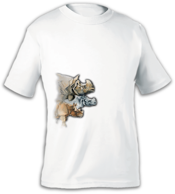 Watercolor Asian Rhinos White T-shirt - Puma Bulgaria Kit 2006 (600x664), Png Download