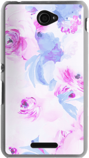Bright Purple Pastel Watercolor Flowers - Mobile Phone Case (300x547), Png Download