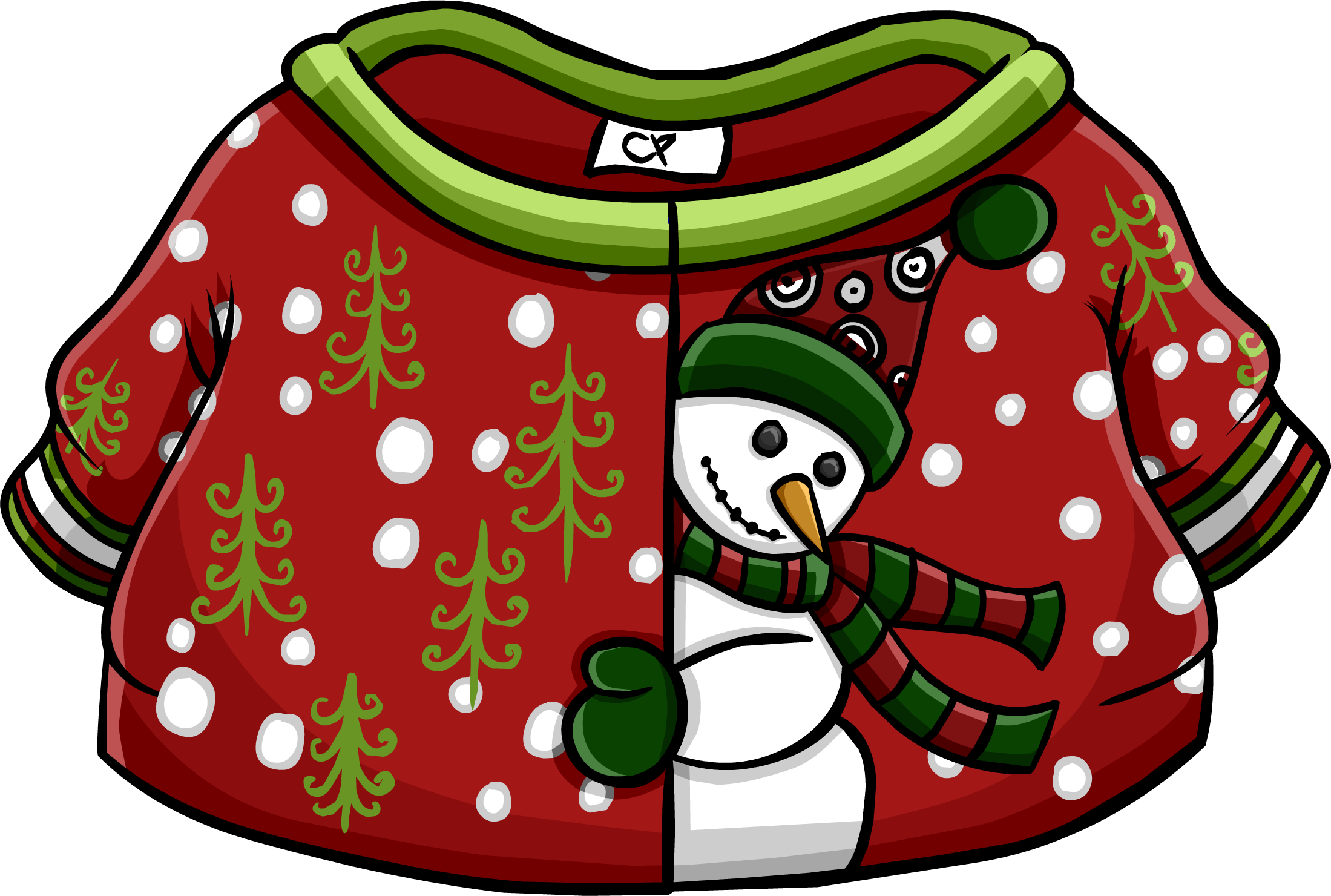 Silly Snowman Sweater Icon - Christmas Clothes Club Penguin (2199x1480), Png Download