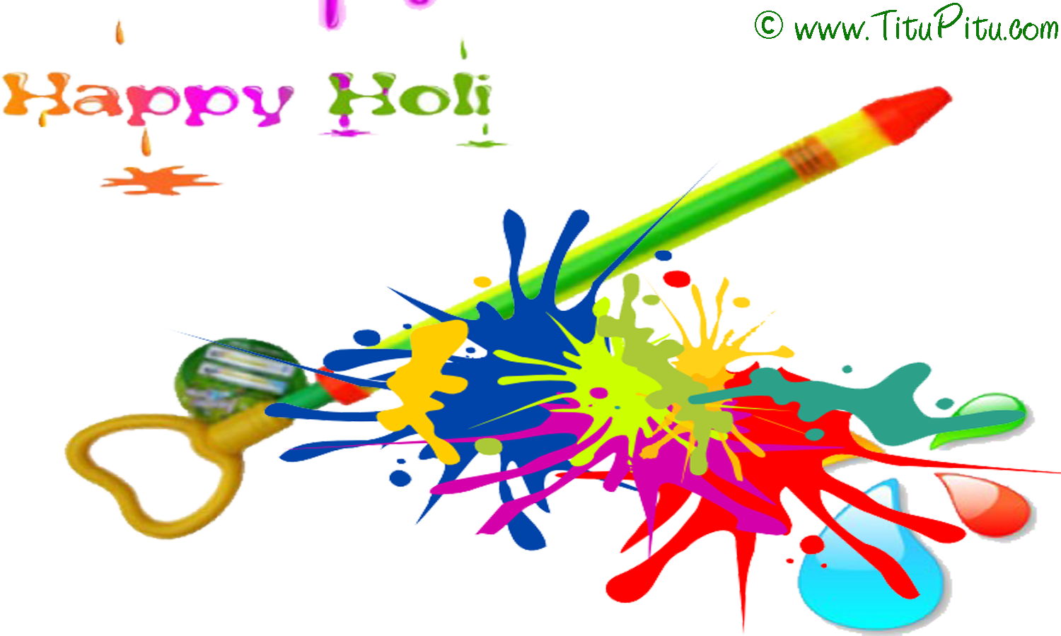 Holi Pichkari Free Download Png - Holi Images In Png (1500x900), Png Download