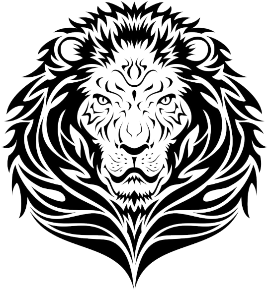 Lion Tattoo Clipart Outline - Lion Face Black And White Png (552x600), Png Download
