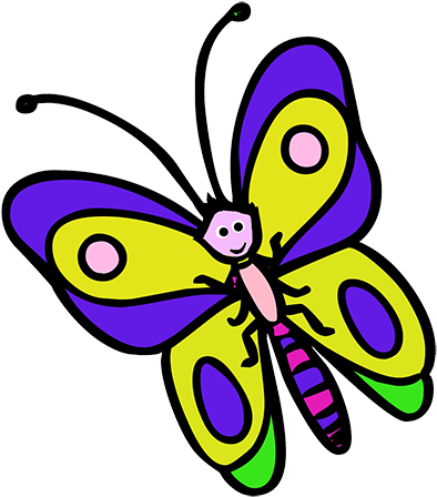 Butterfly Cartoon Clipart - Butterfly Image In Cartoon (427x472), Png Download