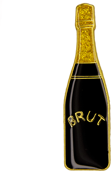 Champagne Bottle Pin, Gold/black - M&s Wine (600x600), Png Download
