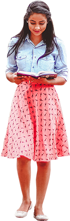 A Young Woman Walking Toward The Camera With Her Book - People Walking Towards Camera (450x450), Png Download