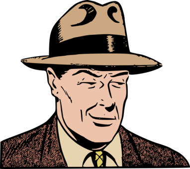 Mafia Drawing Gangster Hat Fedora - Clipart Man In Hat (382x340), Png Download