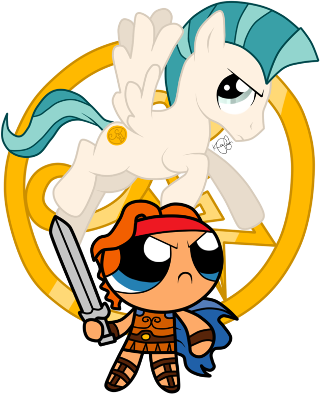 Hercules Pegasus Meet The Powerpuff Girls>>> It's A - Hercules With Pegasus (800x800), Png Download