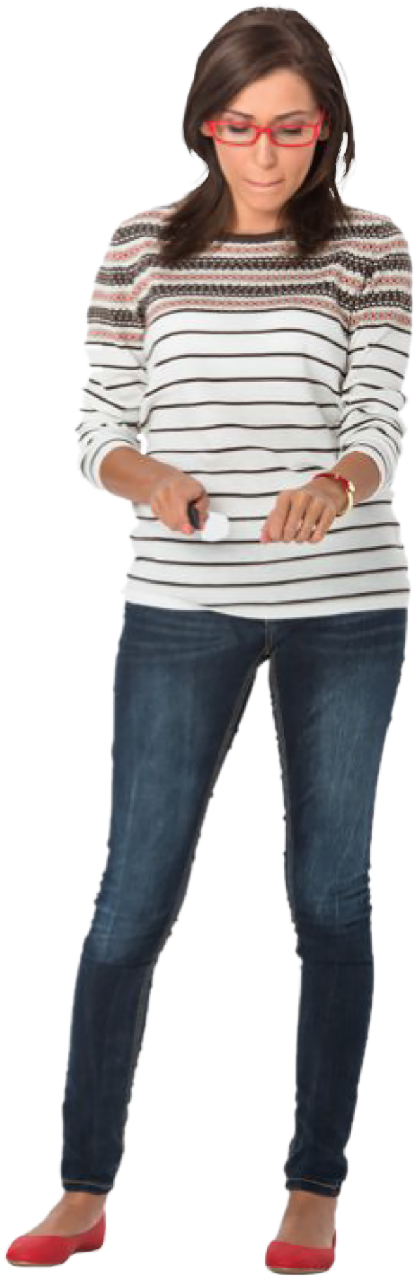 Woman Standing Cutting Woman Standing, People, Folk - Cardigan (757x1931), Png Download