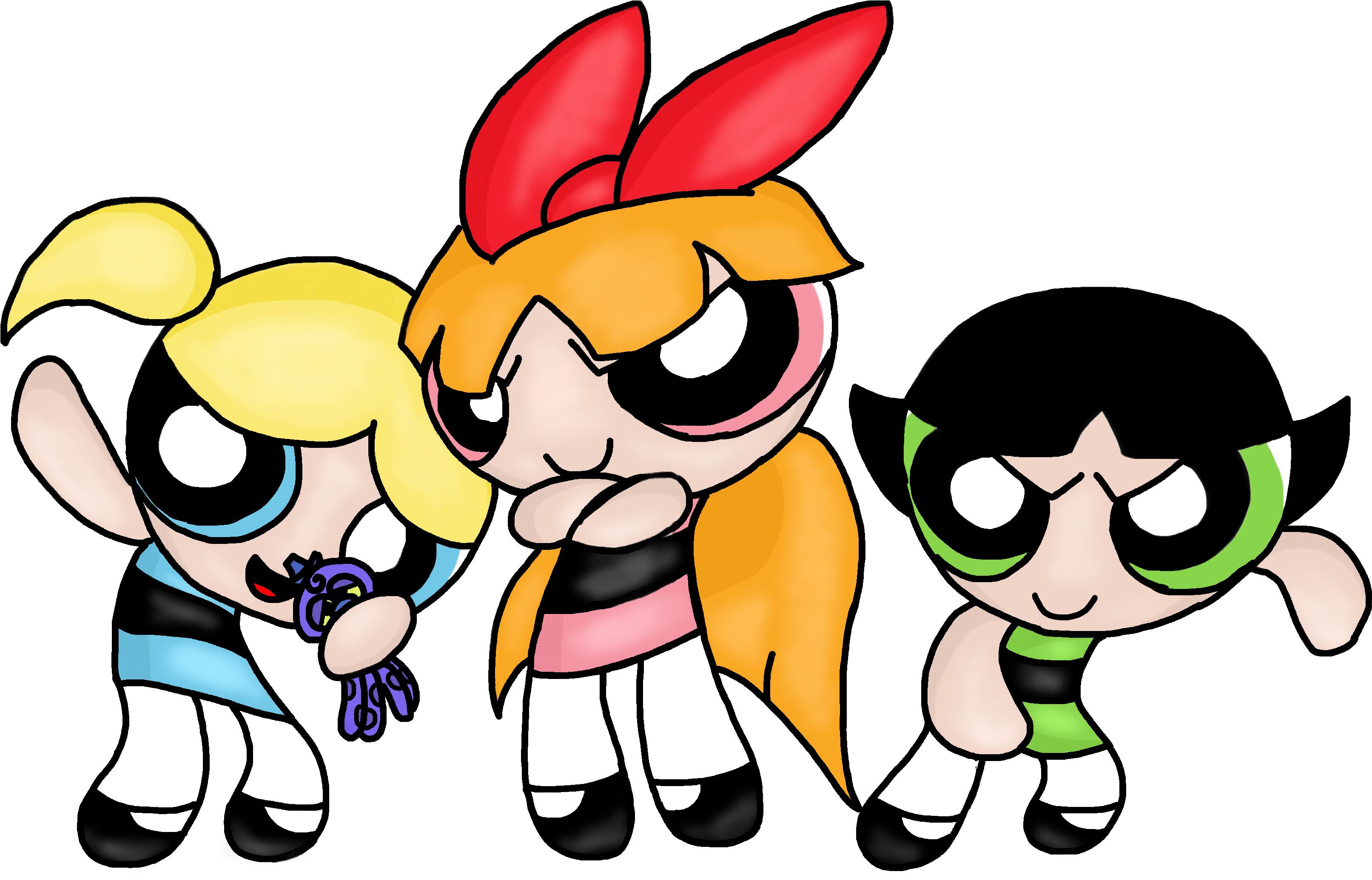 Powerpuff Girls Clipart Power Up - Drawings Of The Powerpuff Girls (900x636), Png Download