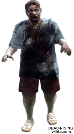 Dead Rising Zombie Woman Fat Blue Shirt - Dead Rising Zombie Png (259x469), Png Download