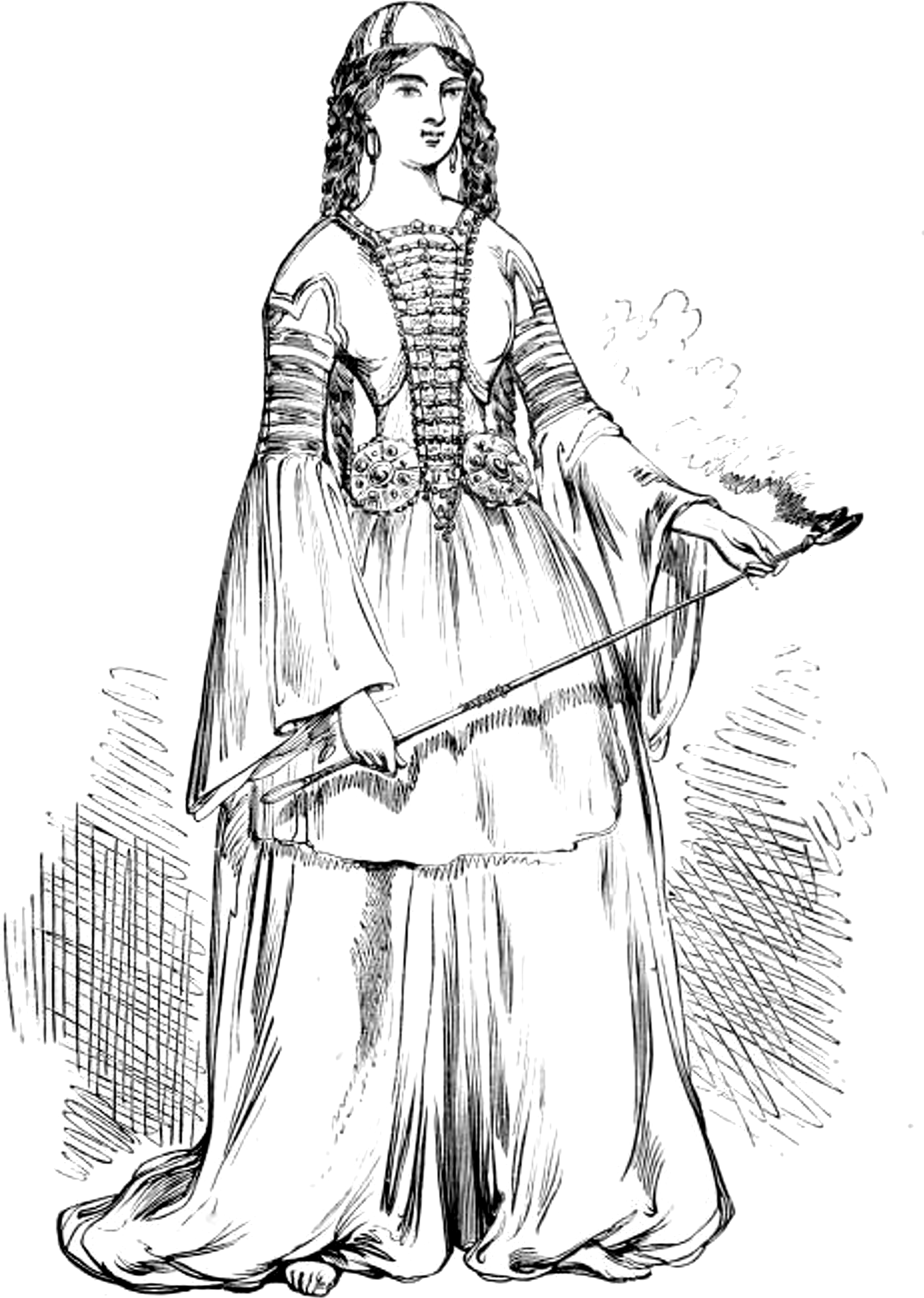 Vintage Girl Fashion Woman Dress 1459872 - Vintage Dress Drawing Png (2172x3080), Png Download