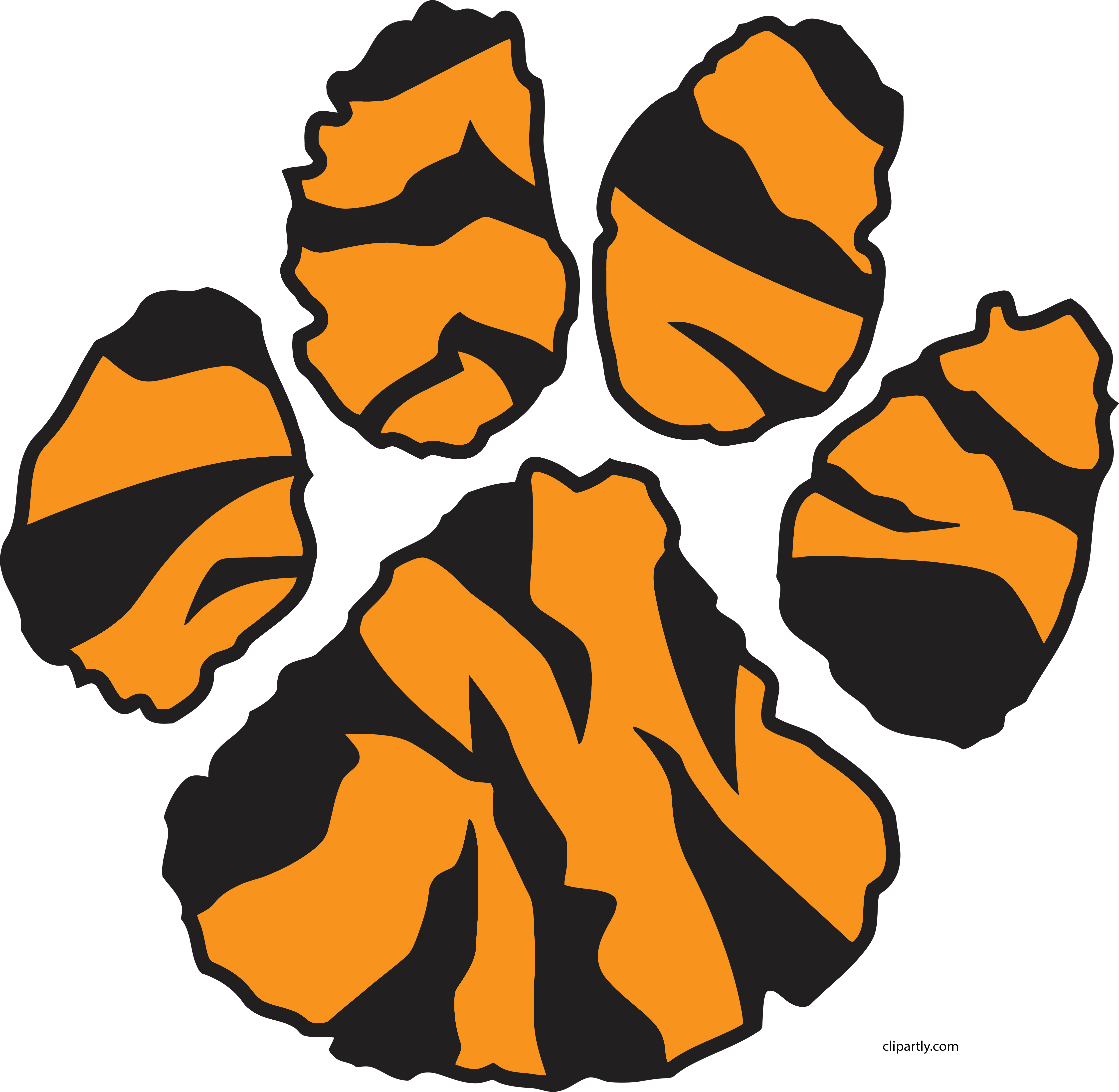 Tiger Sweet Footprint Clipart Png - Tiger Paw Print Cartoon (4482x4374), Png Download