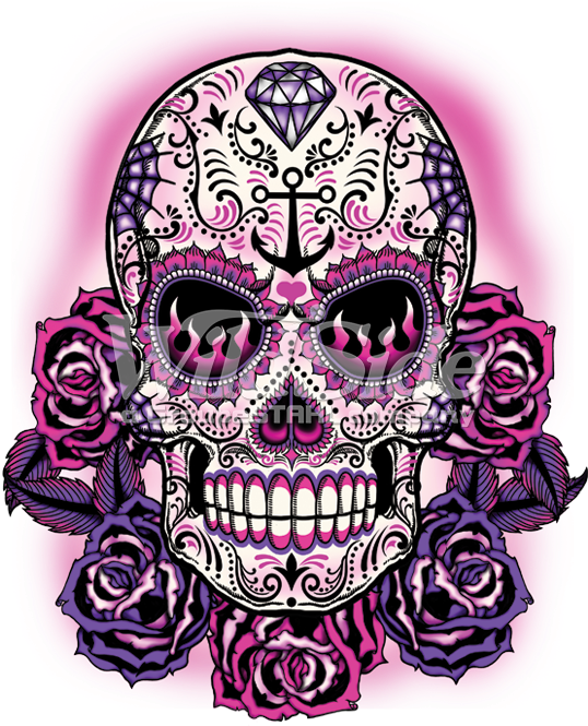 Pink Sugar Skull - Pink And Purple Sugar Skull (675x675), Png Download
