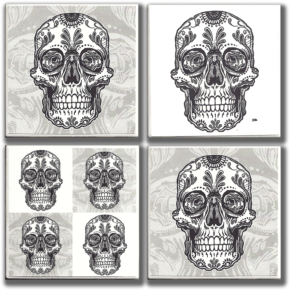 Sugar Skull Coasters (1000x980), Png Download