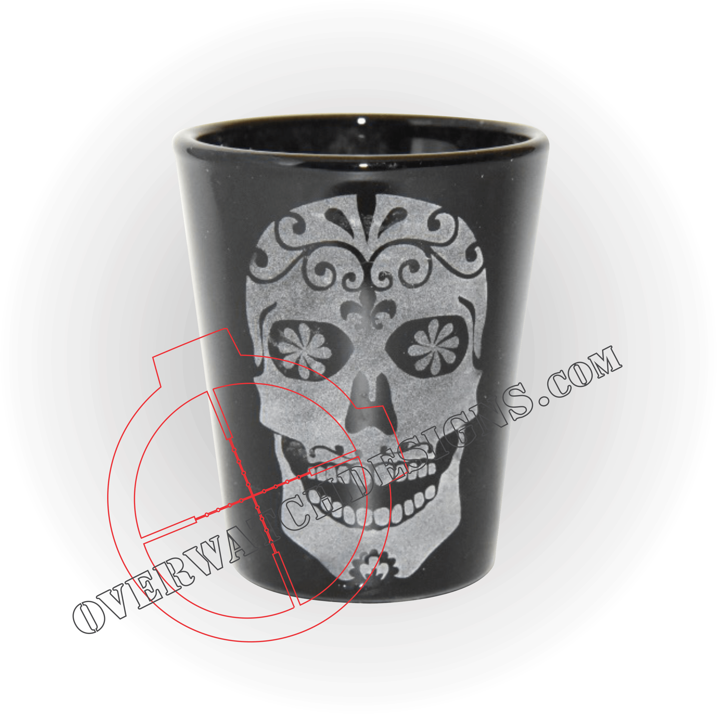 Sugar Skull Shot Glass - Shot Glass Black (2409x2396), Png Download