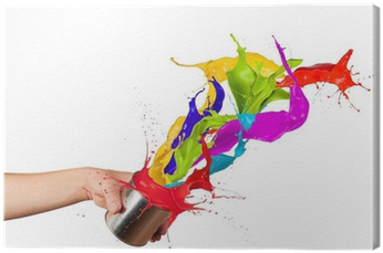 Colored Paint Splashes Splashing Out Of Can Canvas - Paint (400x400), Png Download