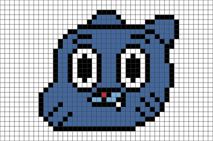 Amazing World Of Gumball Pixel Art (880x581), Png Download