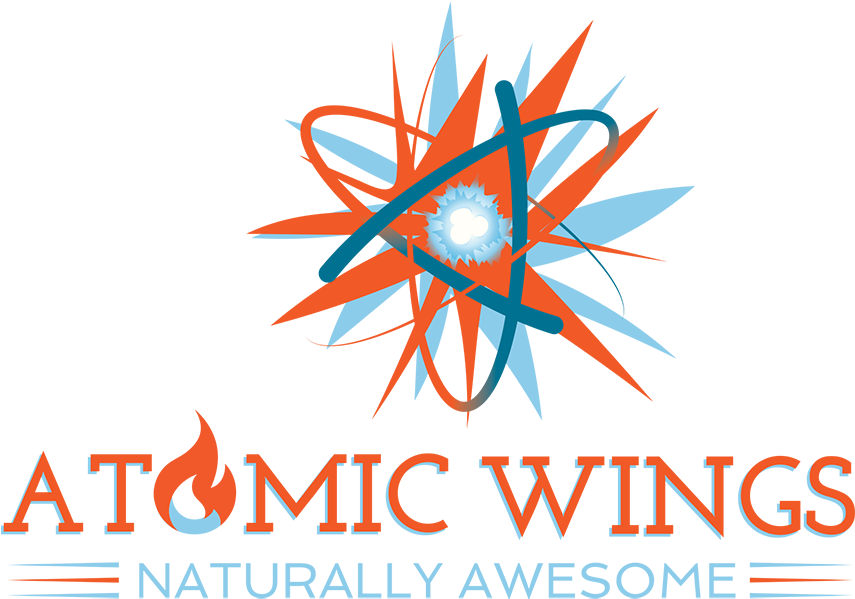Atomic Wings, Naturally Awesome Logo - Atomic Wings Brooklyn - Voted Best Buffalo Chicken (900x629), Png Download