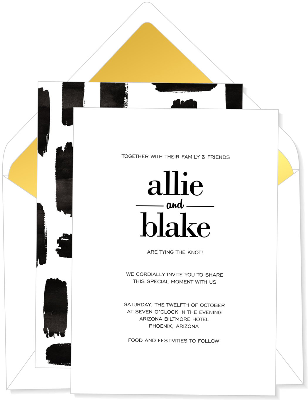Brushstroke Pairs Wedding Invitation - Ron Ben Israel Cakes (1050x1365), Png Download